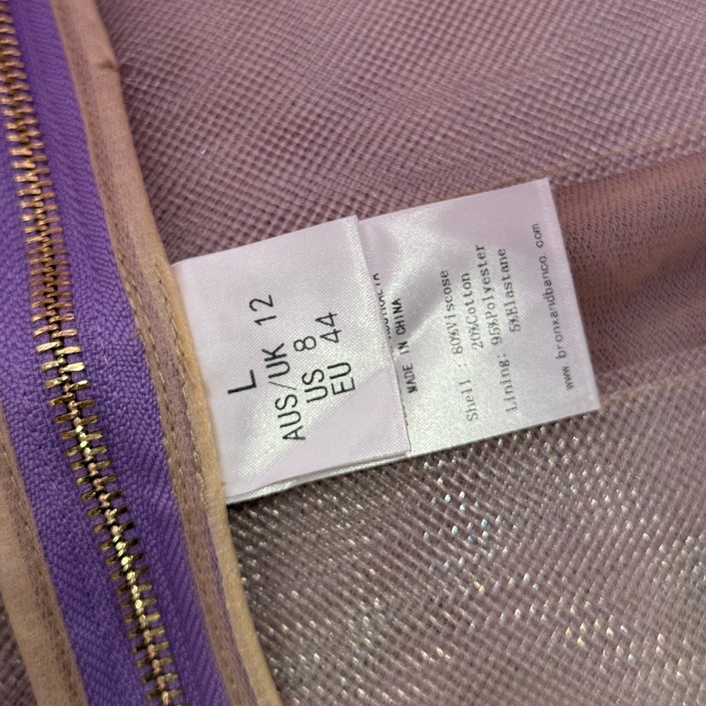 🆕 BRONX & BANCO 🧿 NWOT Jasmine Maraya Lilac Mini Dress - Sz L US 8 - Picture 17 of 17